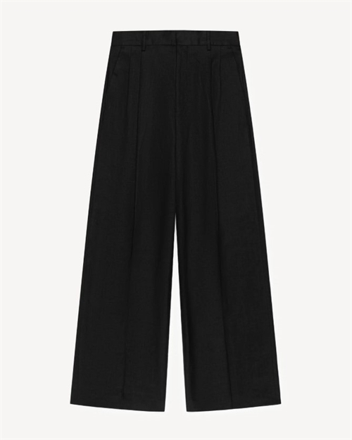 HERMAN PLEATED TROUSERS LINEN BLACK